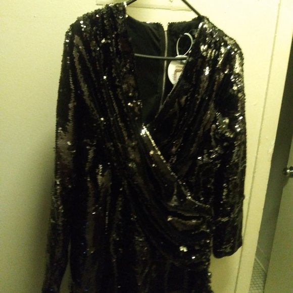 Sequin Black shirt dress size 14 - Picture 3 of 7